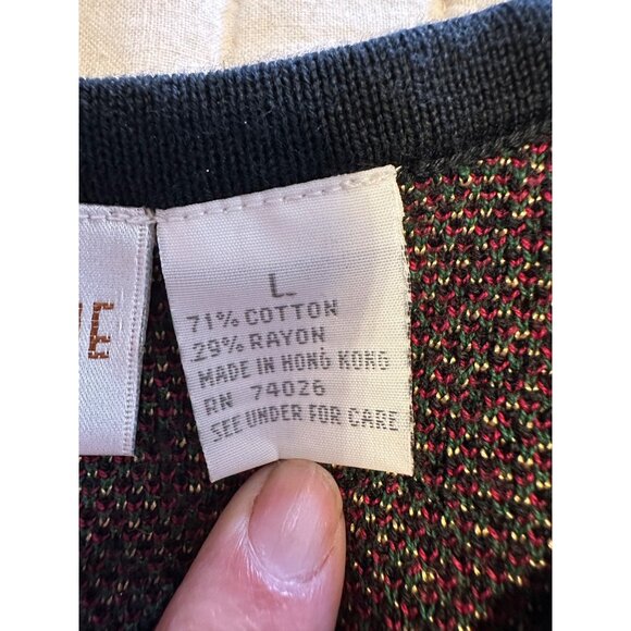 VTG 80s 90s Tapestry-Jumper Sweater Shoulder pads Retro cotton blend Mardi Gras - Picture 14 of 16